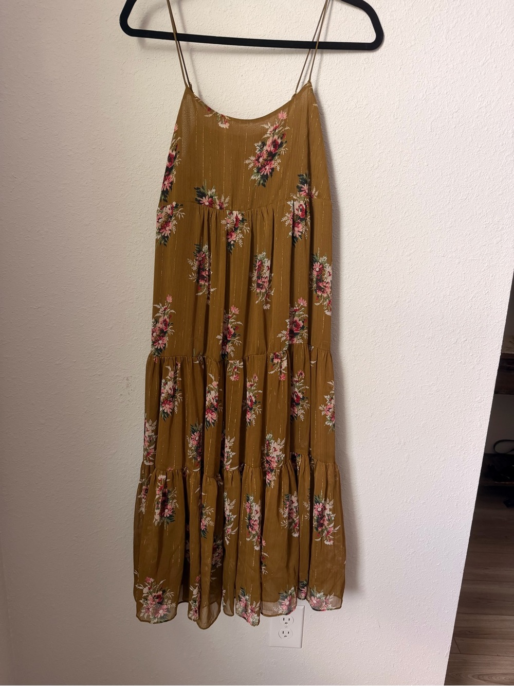 Madewell Mustard Floral Tiered Maxi Skirt